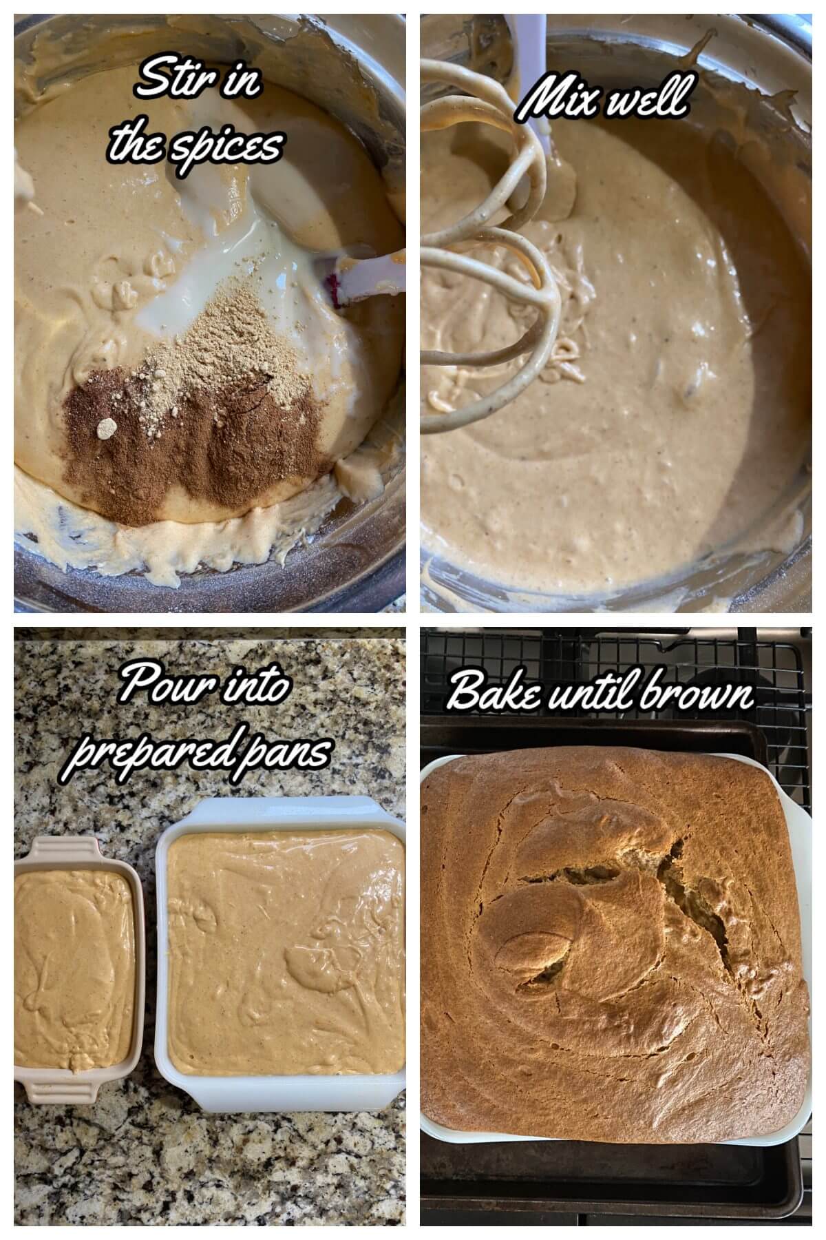 Direction collage for Persimmon Pudding steps 5-8