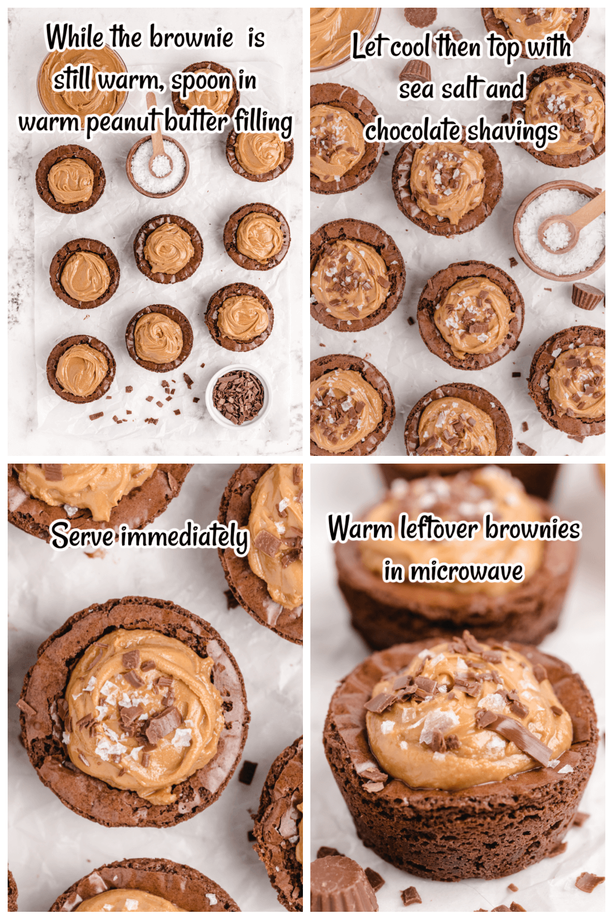 The last four steps in making the Brownie and peanut butter recipe. 