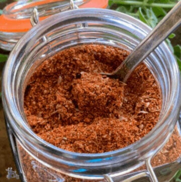 Close up of Southwest seasoning and rub featuring chili powder and paprika.