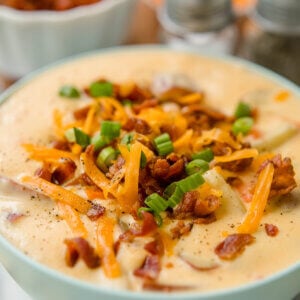 Closeup of potato soup.