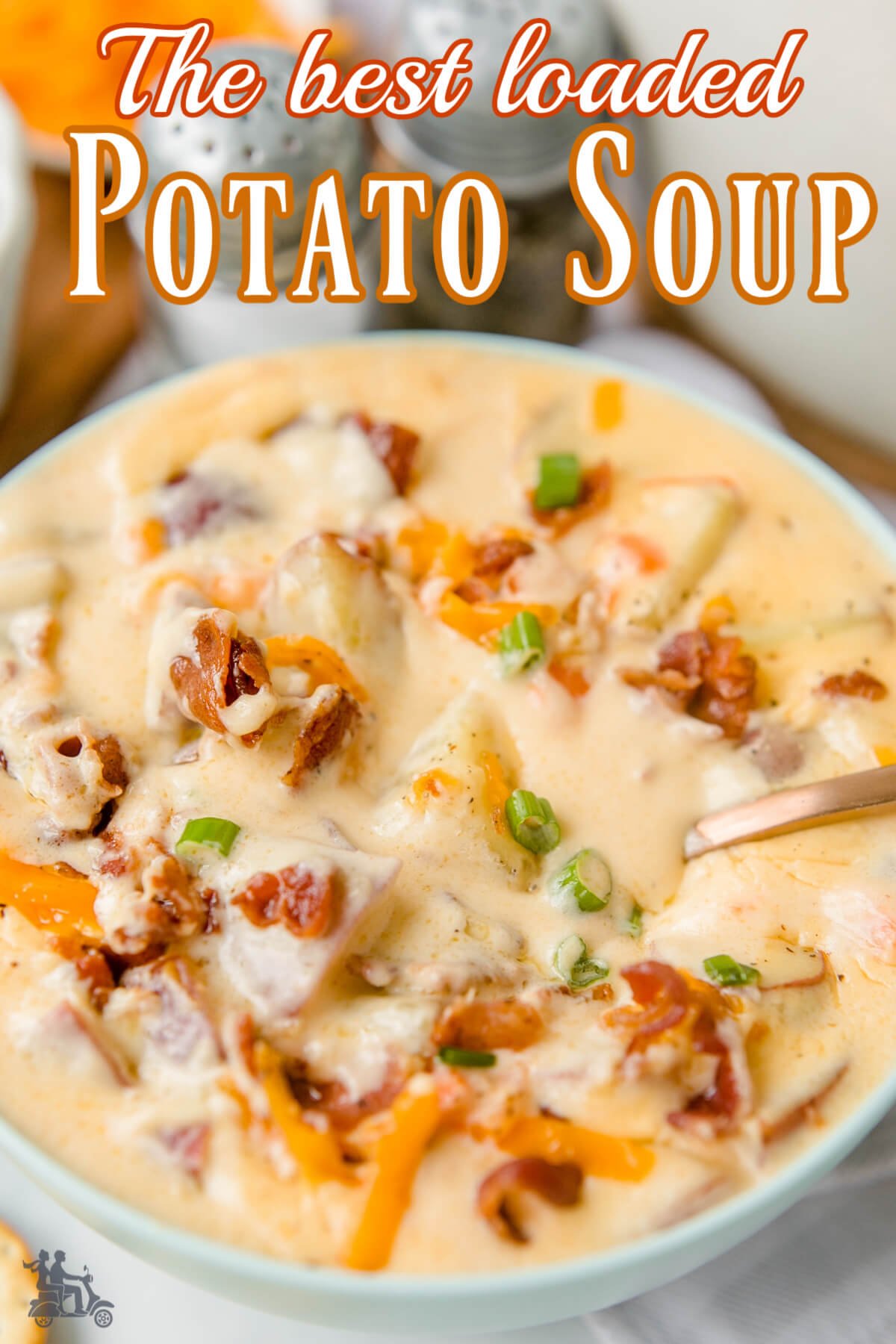 A bowl of chunky potato soup
