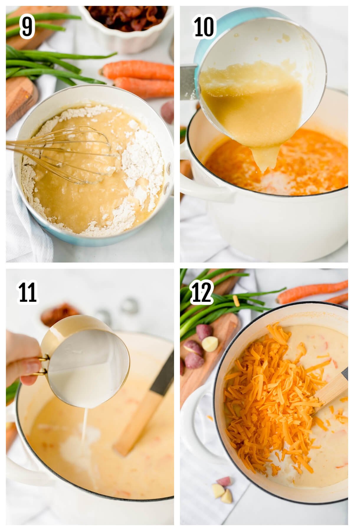 Third set of instruction images for making potato soup. 