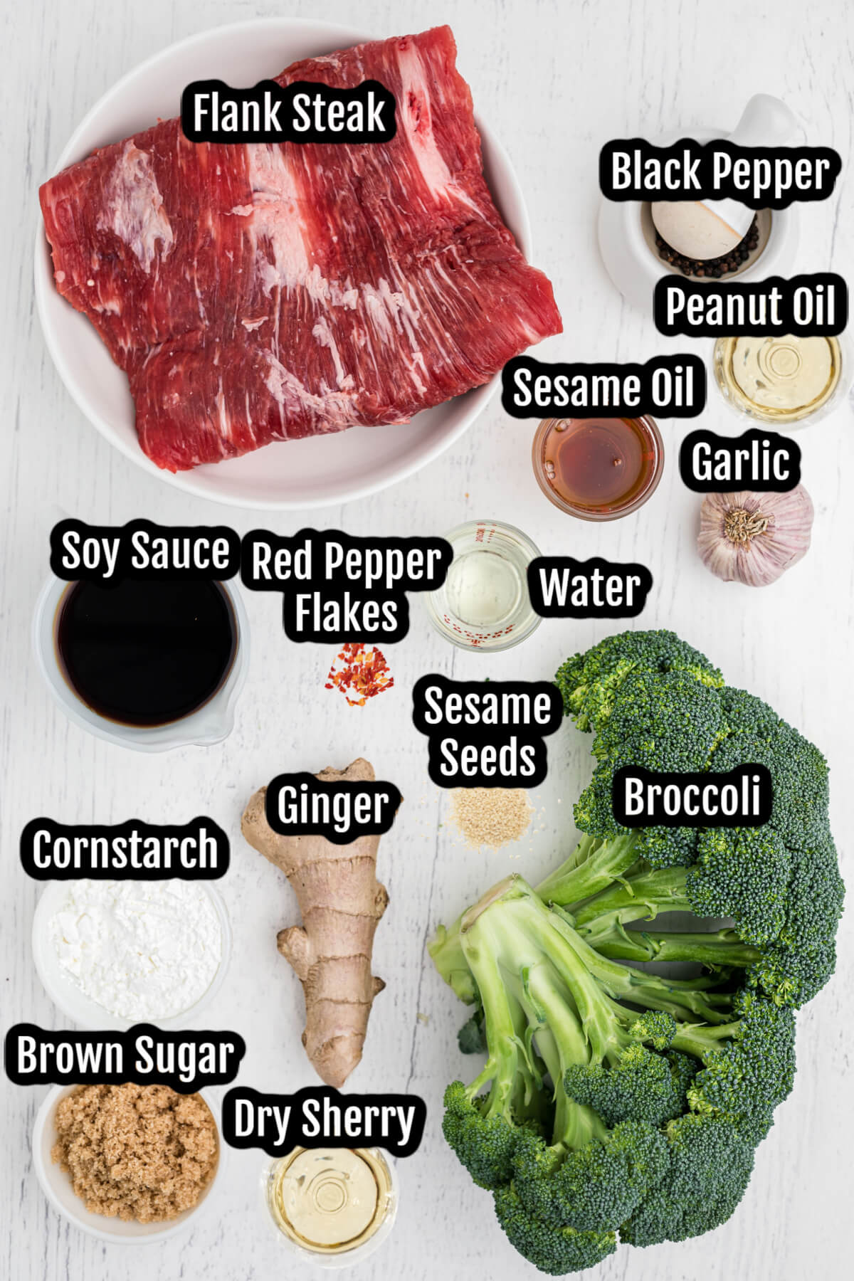 Photo of the Broccoli Beef ingredients. 