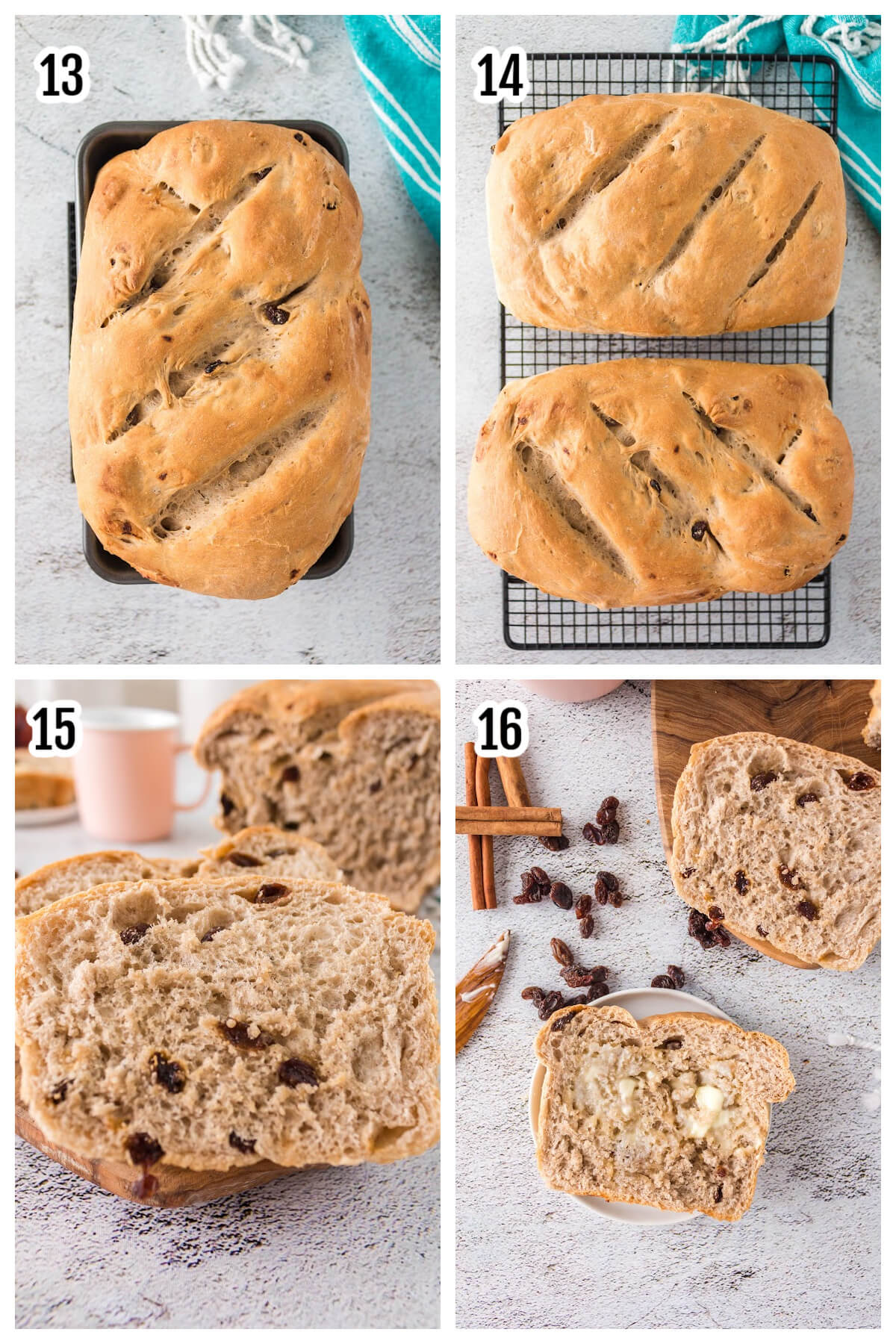 Fourth set of steps for making the Raisin Bread. 