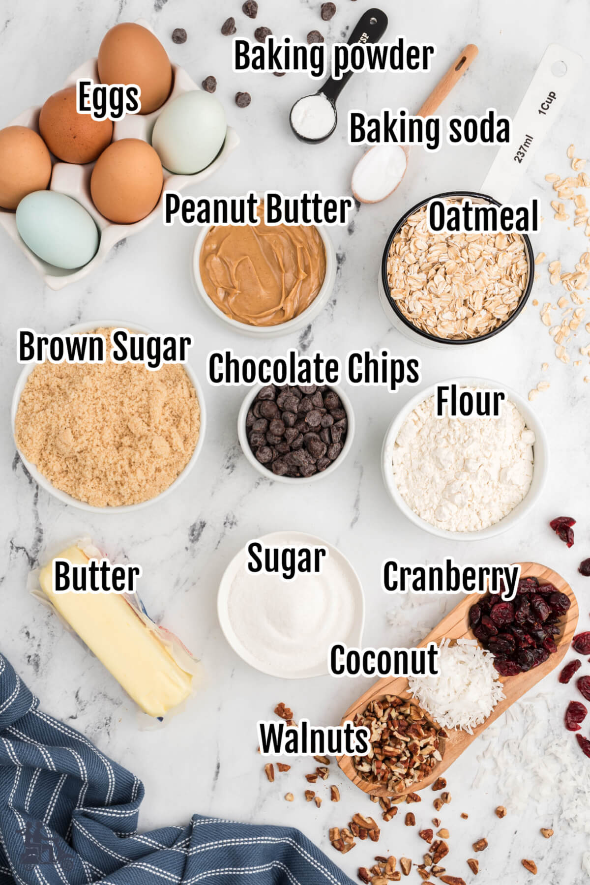 Image of the ingredients used in the 10-cup cookies.