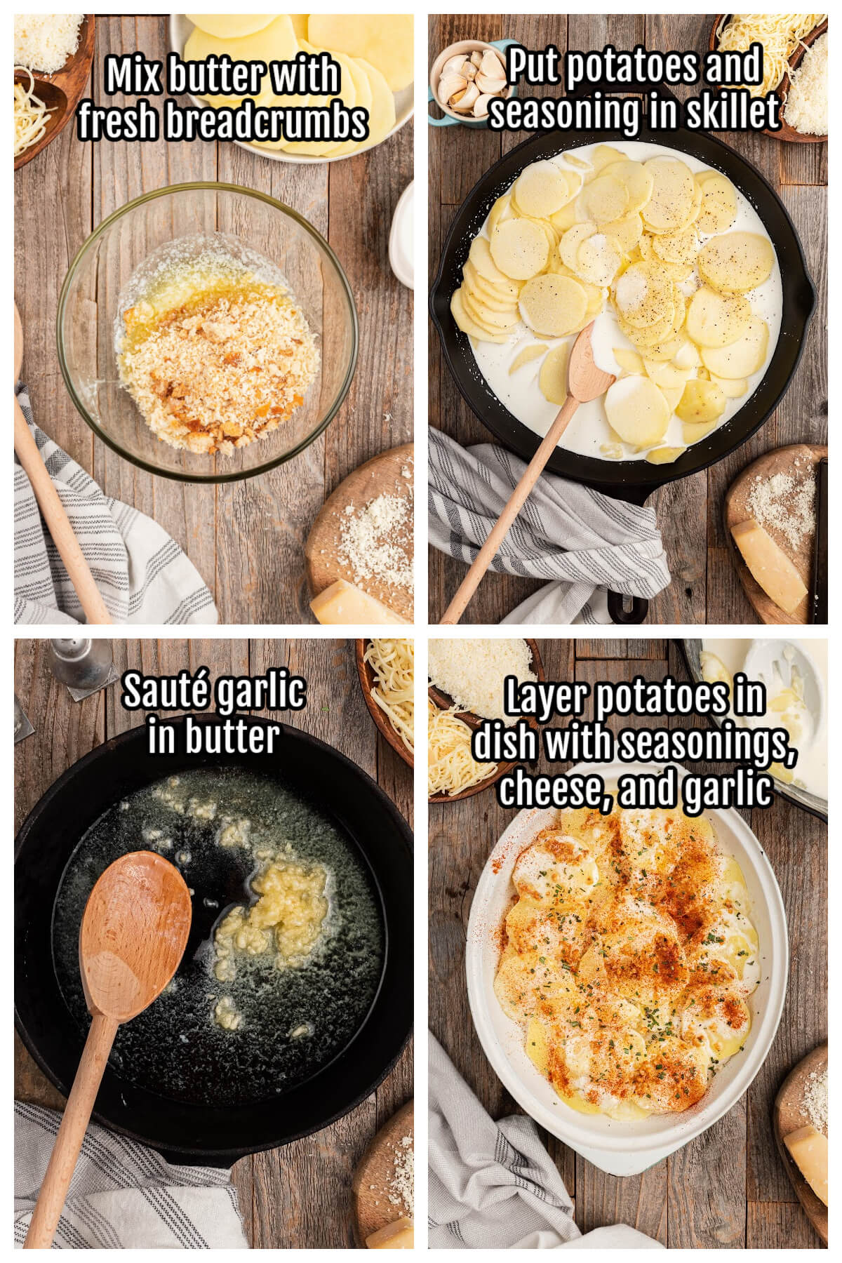 Collage of the Gratin Potatoes Side dish