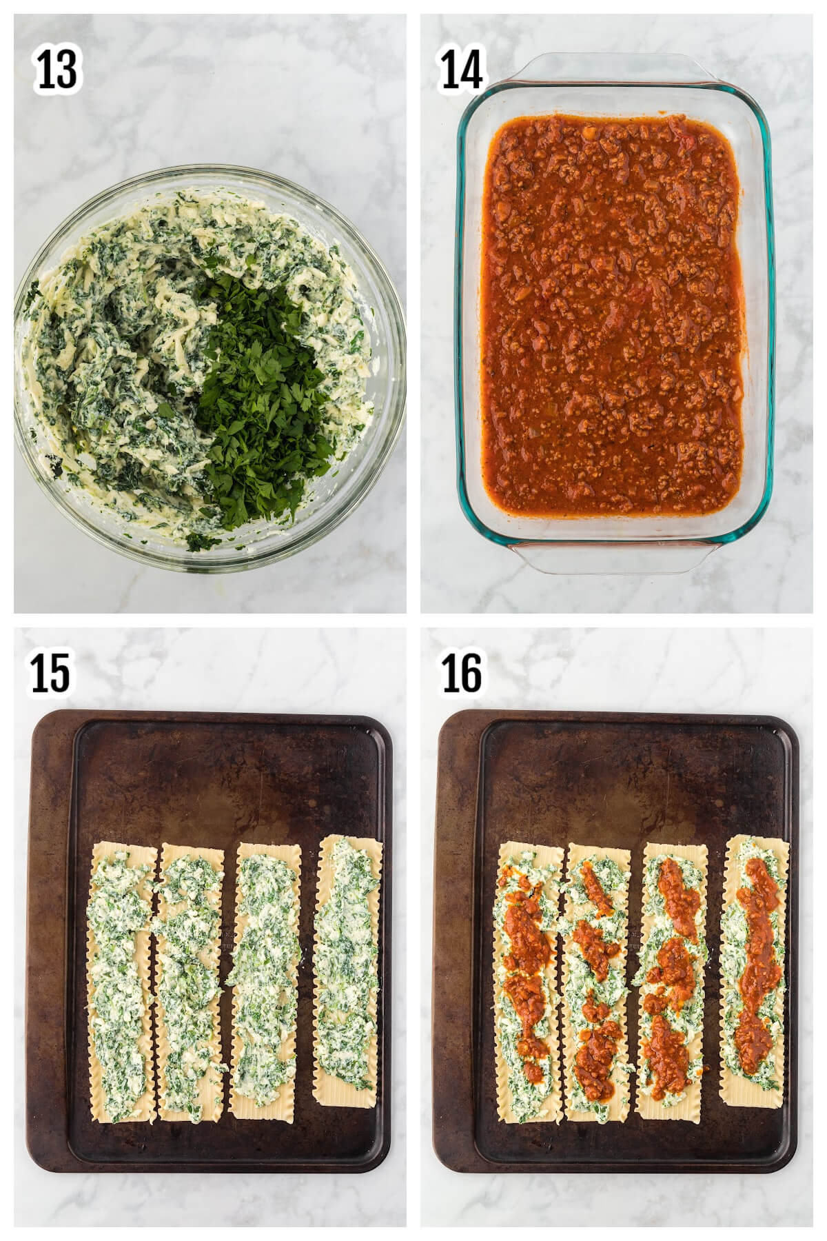 Fourth set of steps for making Lasagna rolls. 
