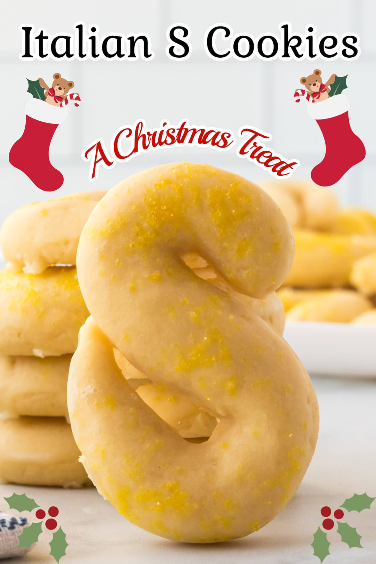 Christmas S Cookies with a yellow glaze.