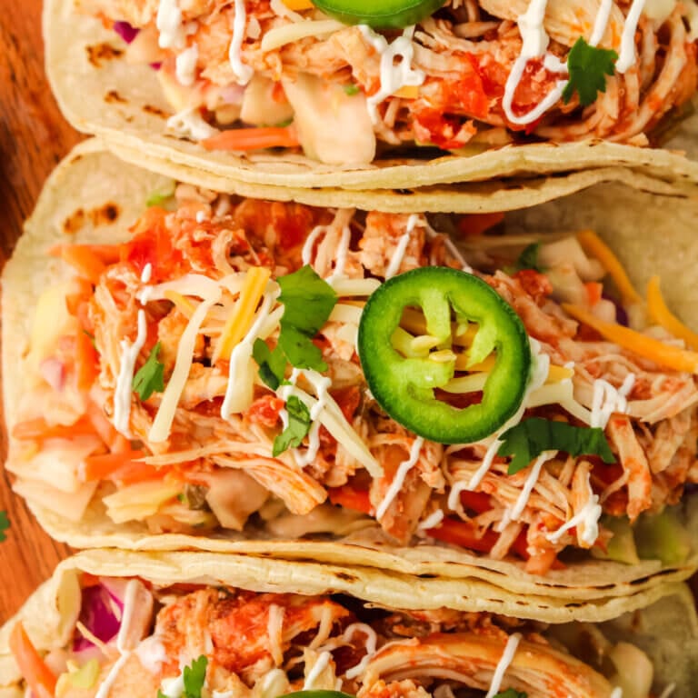 Easy 3 Ingredient Slow Cooker Pulled Chicken Tacos