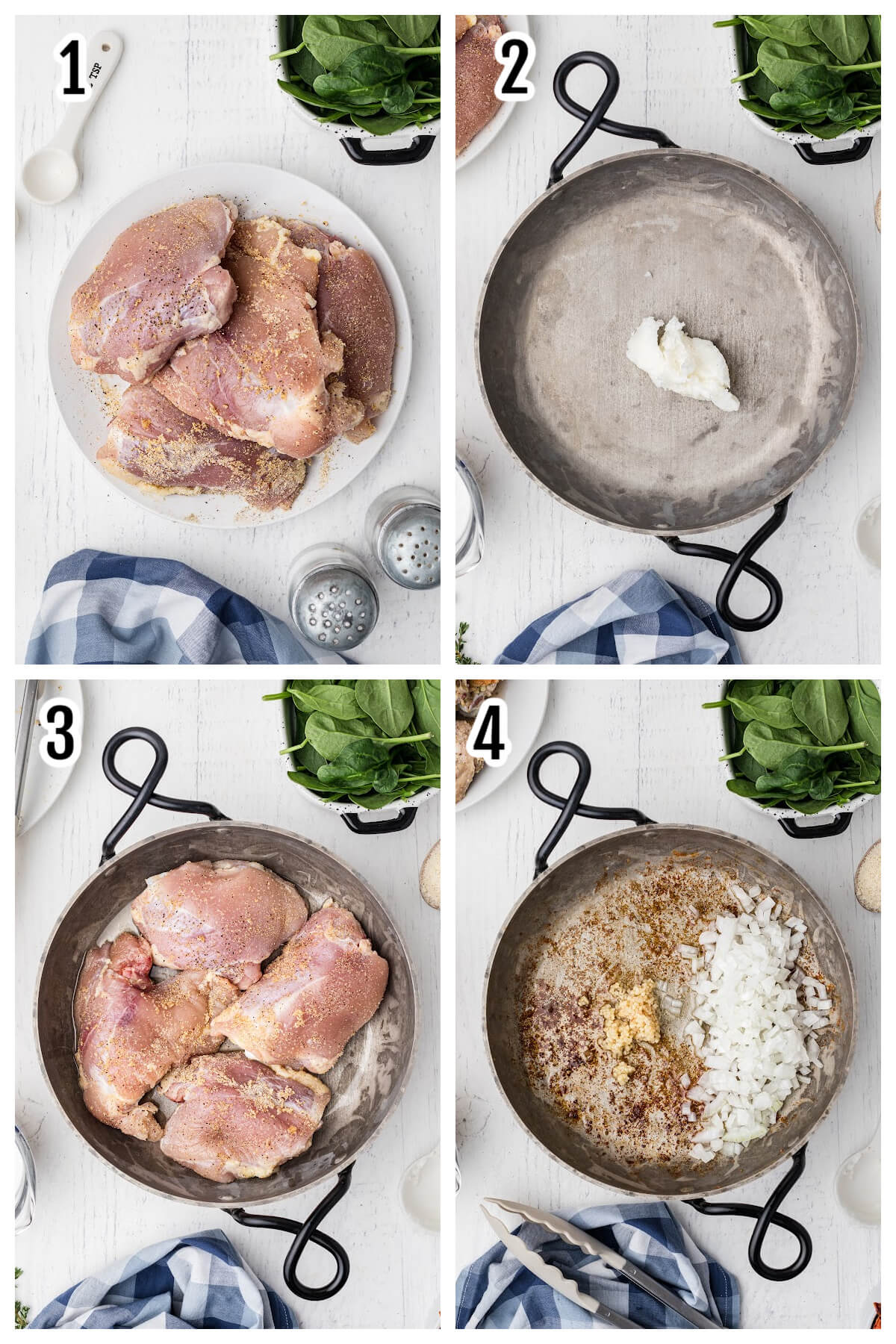 First set of instructions for preparing Tuscan chicken low carb version. 