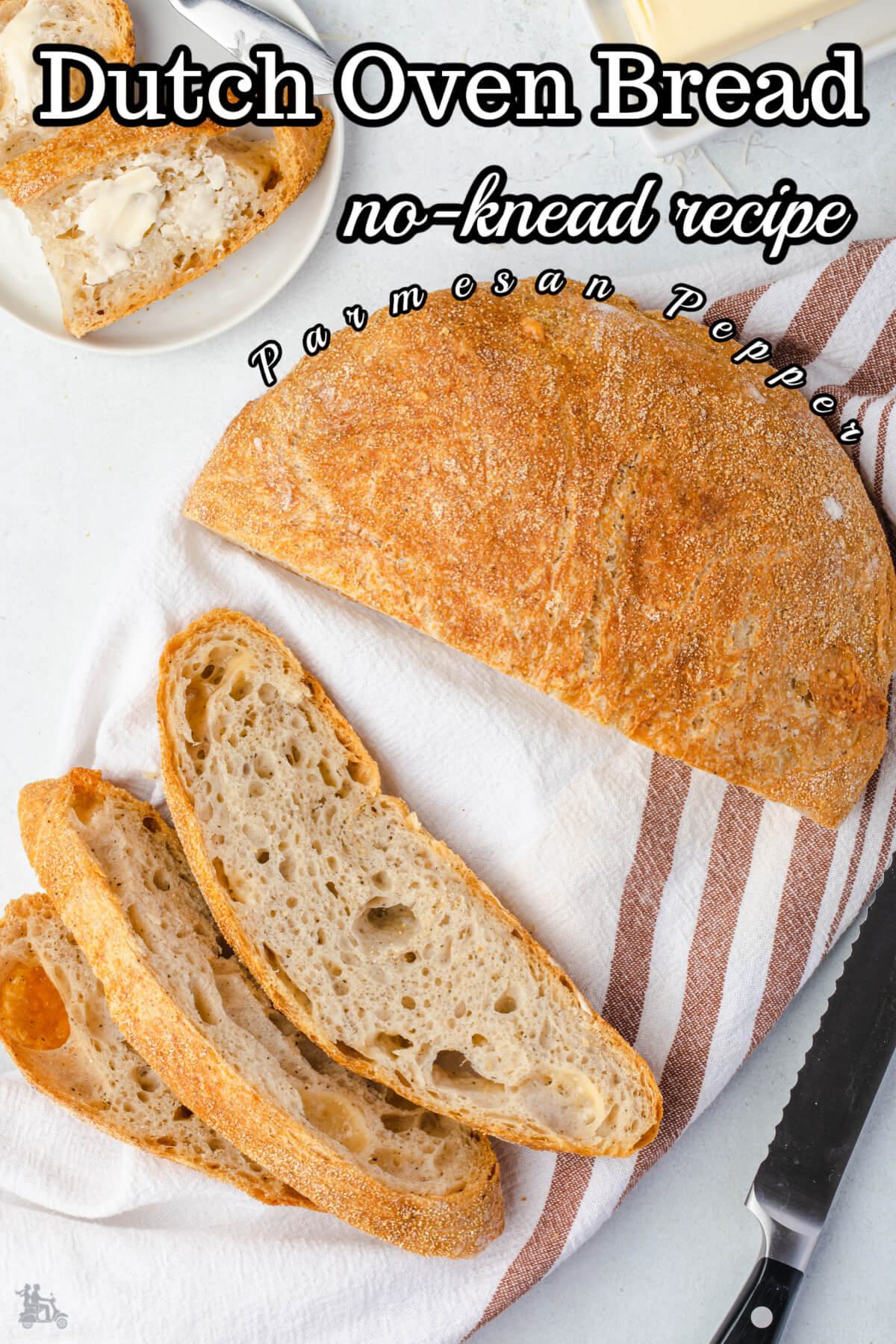 Dutch Oven No-Knead Parmesan Black Pepper Bread With Variations