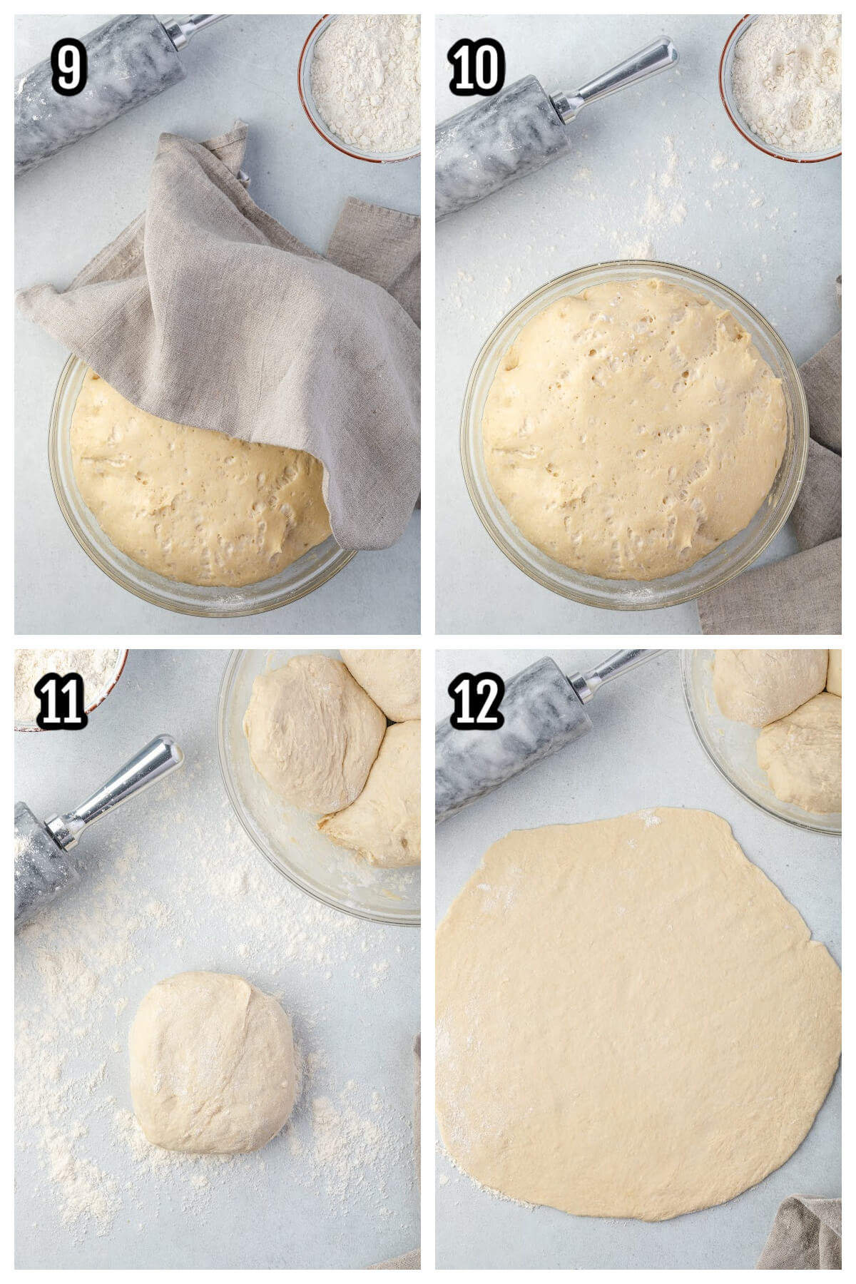 Third set of four steps to making Pizza rustica. 