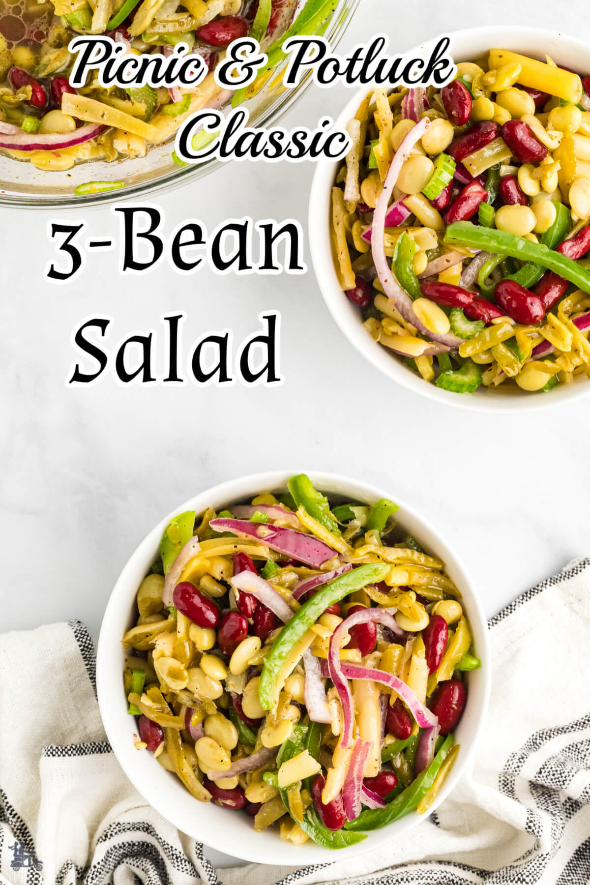 Two bowls of three bean salad. 