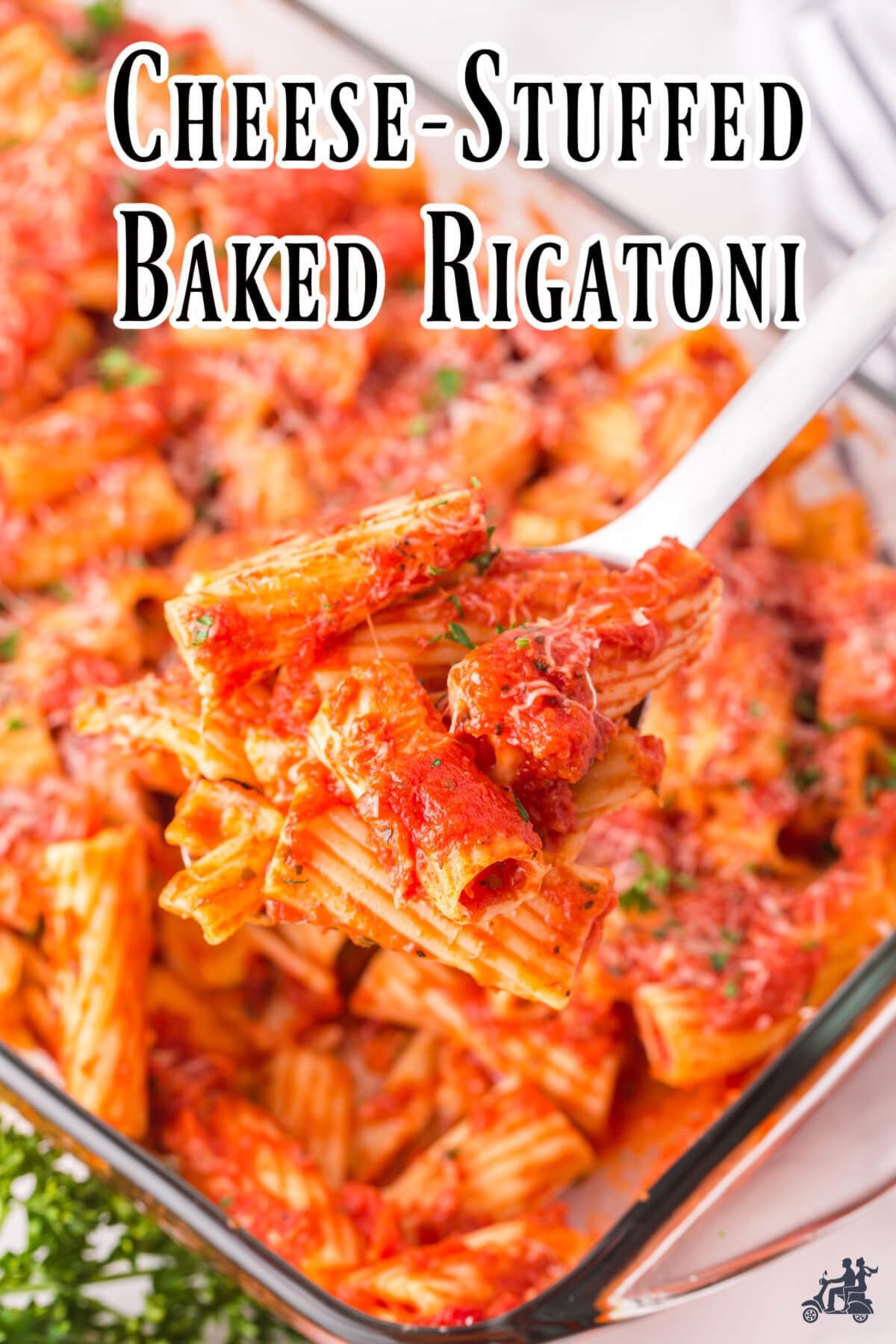 Casserole of baked rigatoni. 