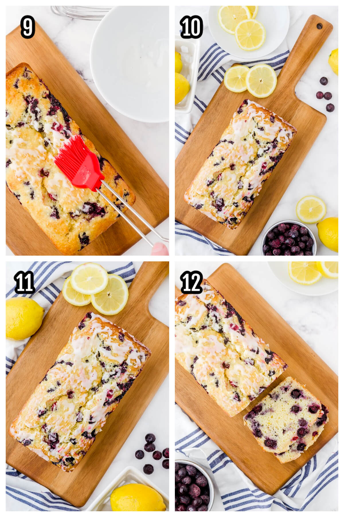 Third and final steps to making the blueberry lemon loaf. 