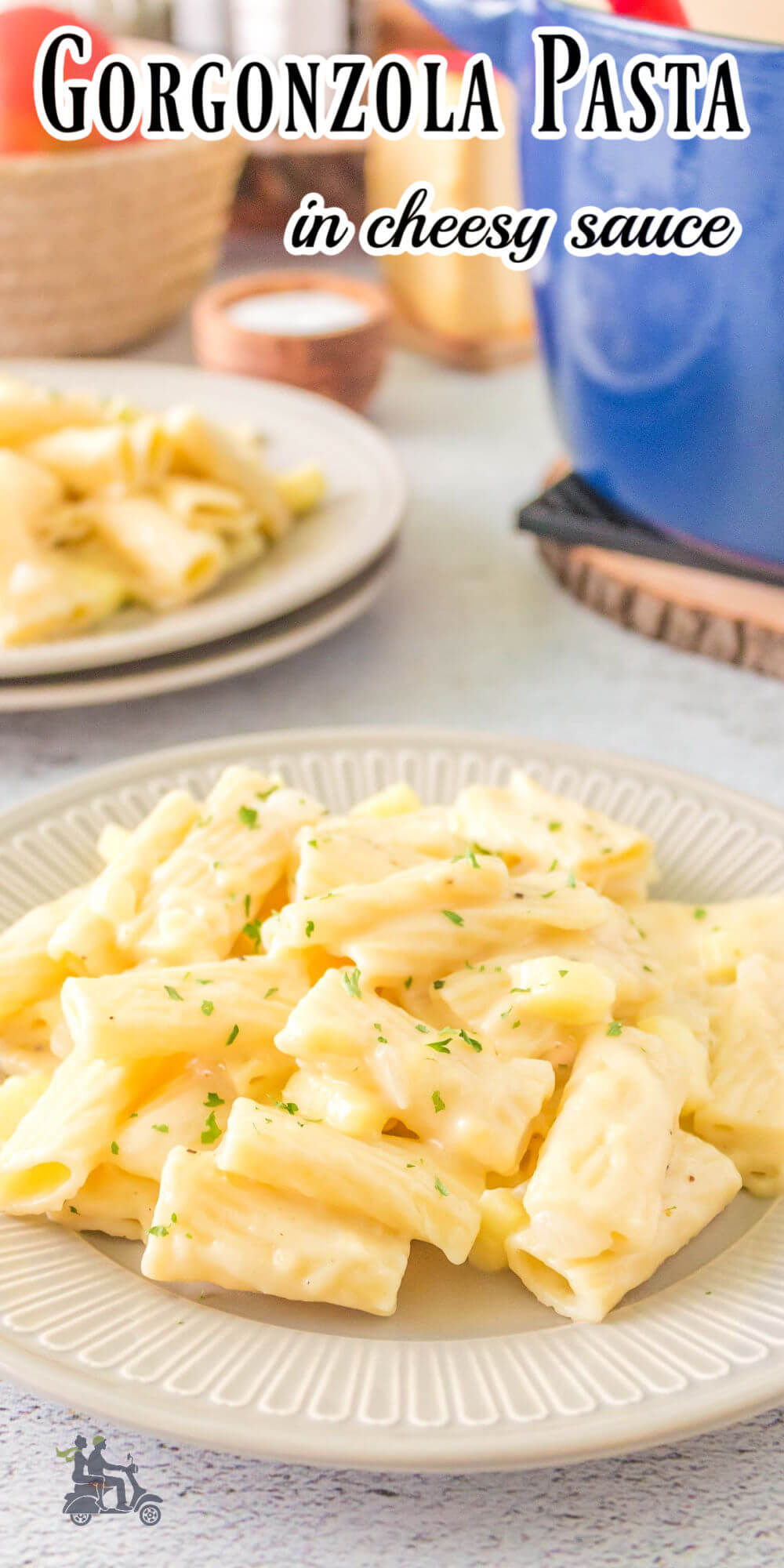 Gorgonzola pasta is a cheese pasta recipe like no other! The surprising combination of apples, onion, and gorgonzola cheese to make this simple cheese sauce is genius! Toss in the al dente pasta and sprinkle each serving with fresh herbs for an easy and irresistible midweek family meal!