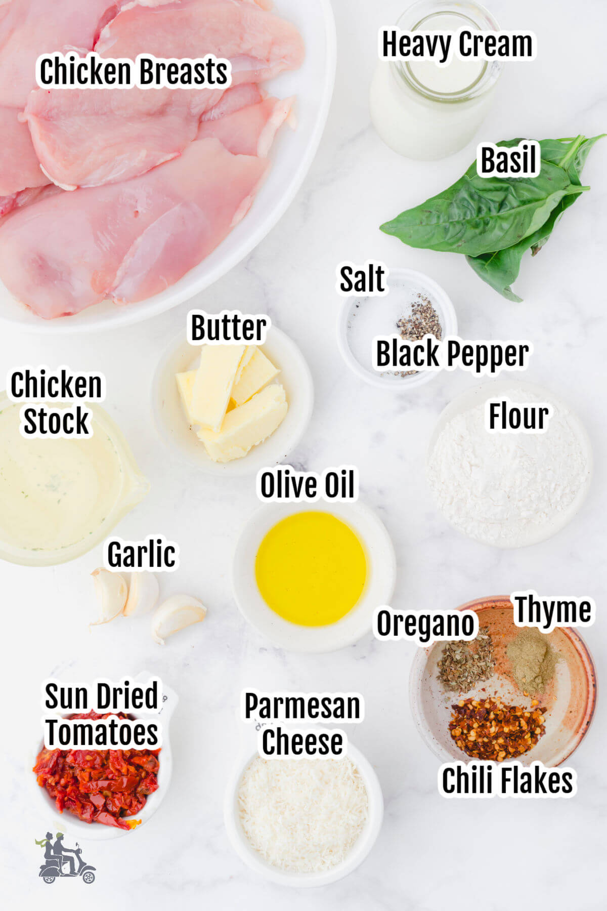 Image of the ingredients necessary to make Marry Me Chicken.