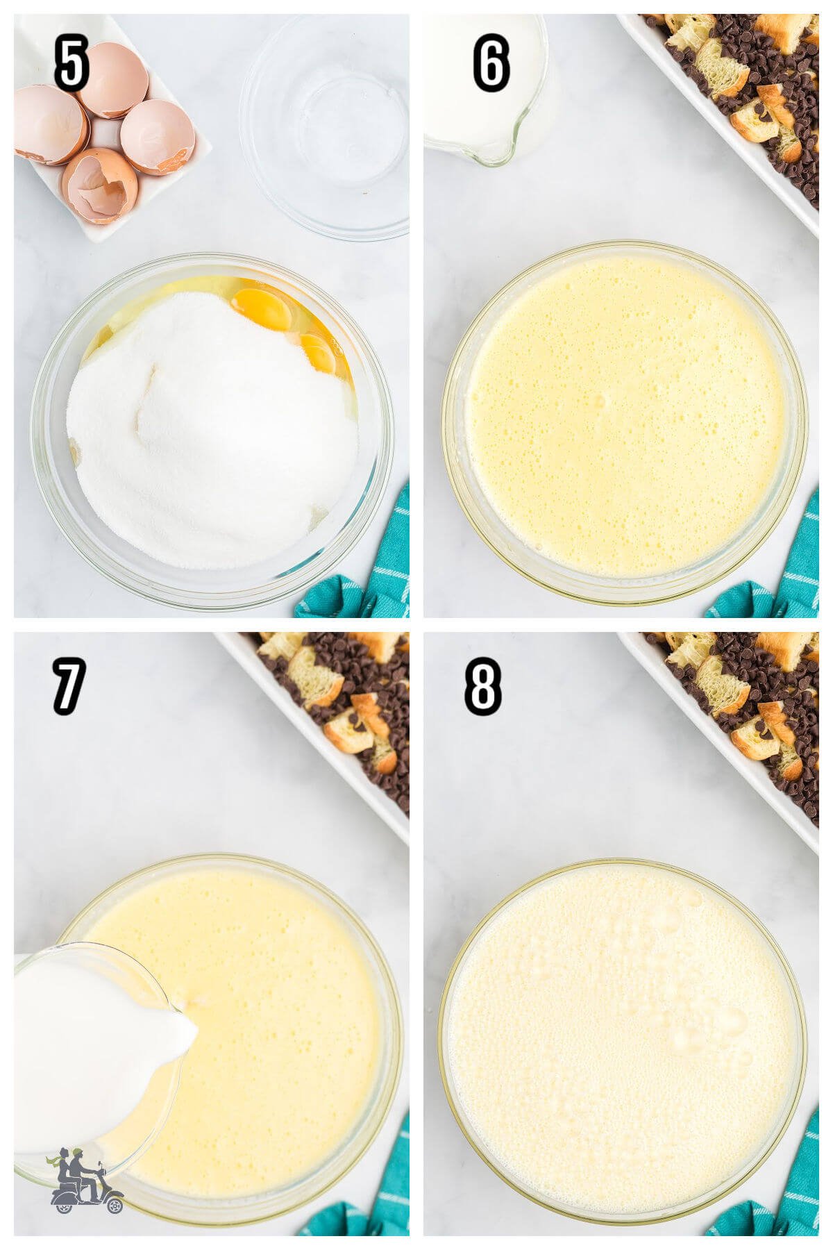 The second set of steps to making the Chocolate Croissant breakfast bake.