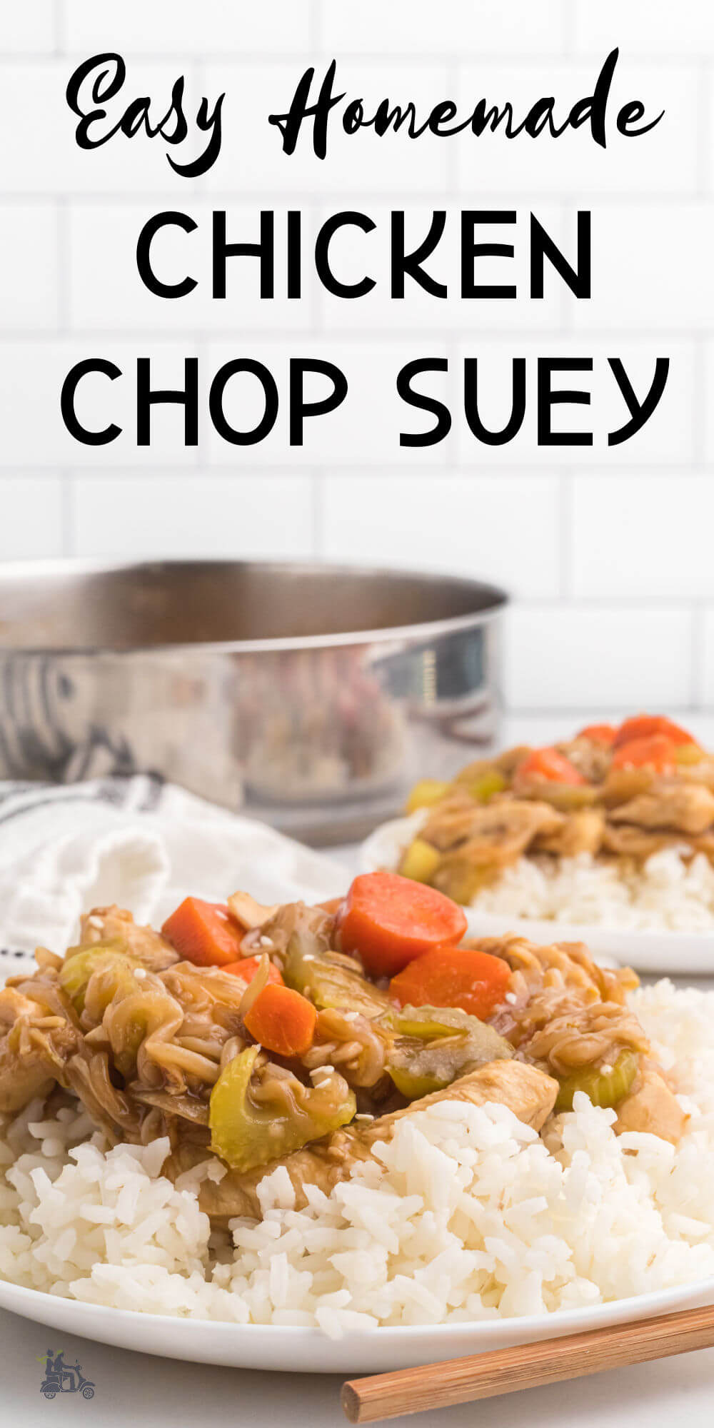 Chicken Chop Suey includes tender strips of chicken, an assortment of veggies, noodles, and a rich savory sauce - totally addictive, healthy, and restaurant-quality! This is an easy weeknight dinner to get on the table in about 30 minutes.