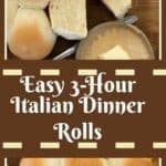 A long Pinterest pin with title overlay for the 3 hour yeast rolls.