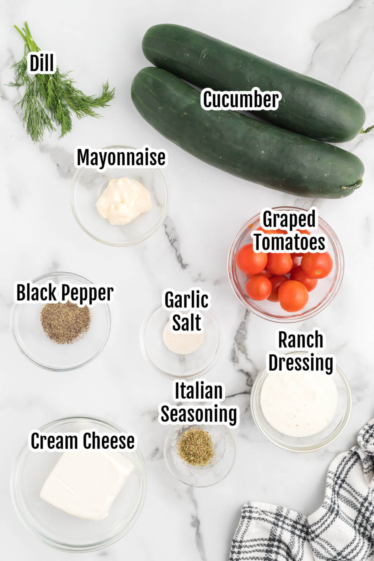 Ingredient image for making cucumber bites appetizers. 