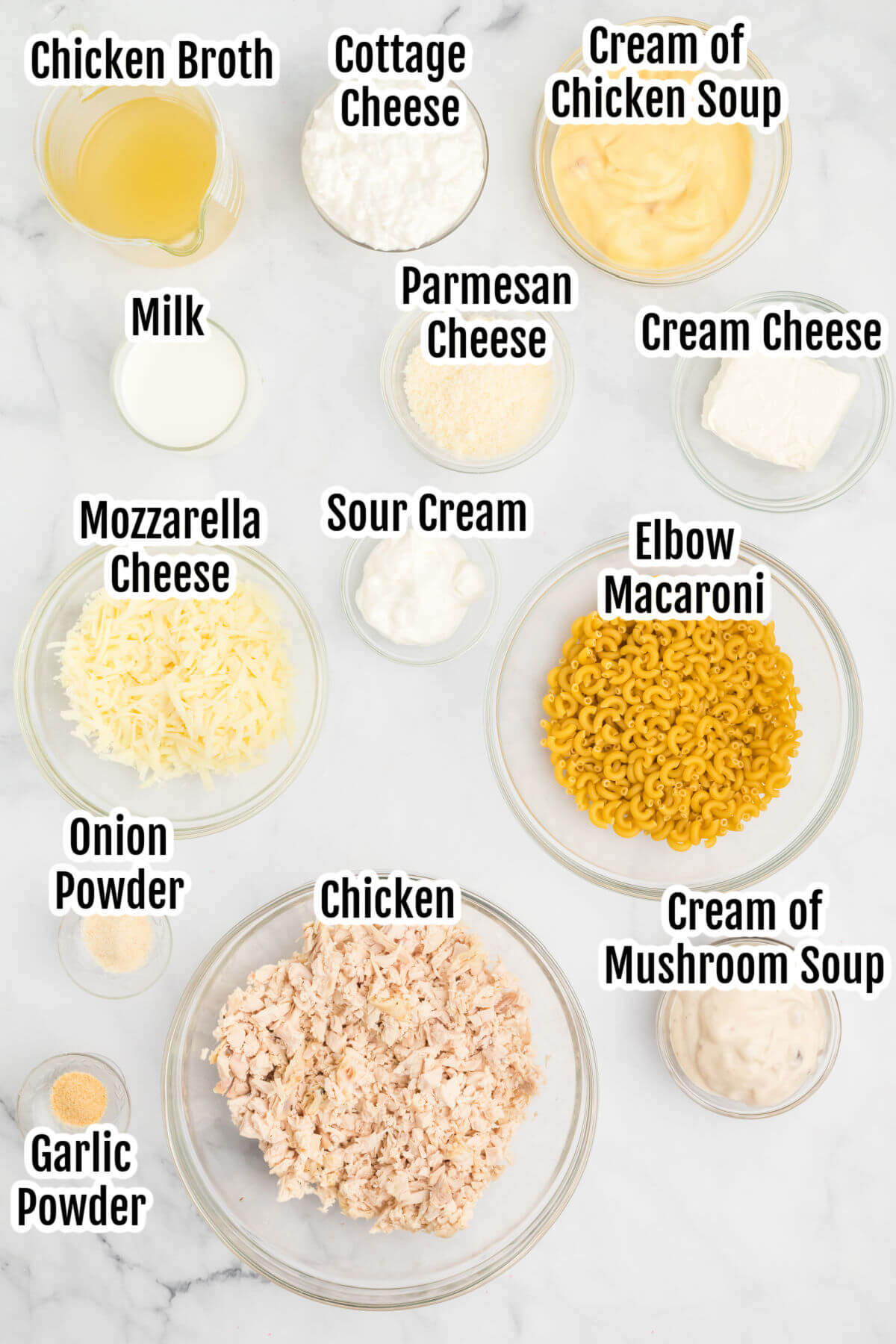 Ingredients for the Creamy Chicken Pasta Bake