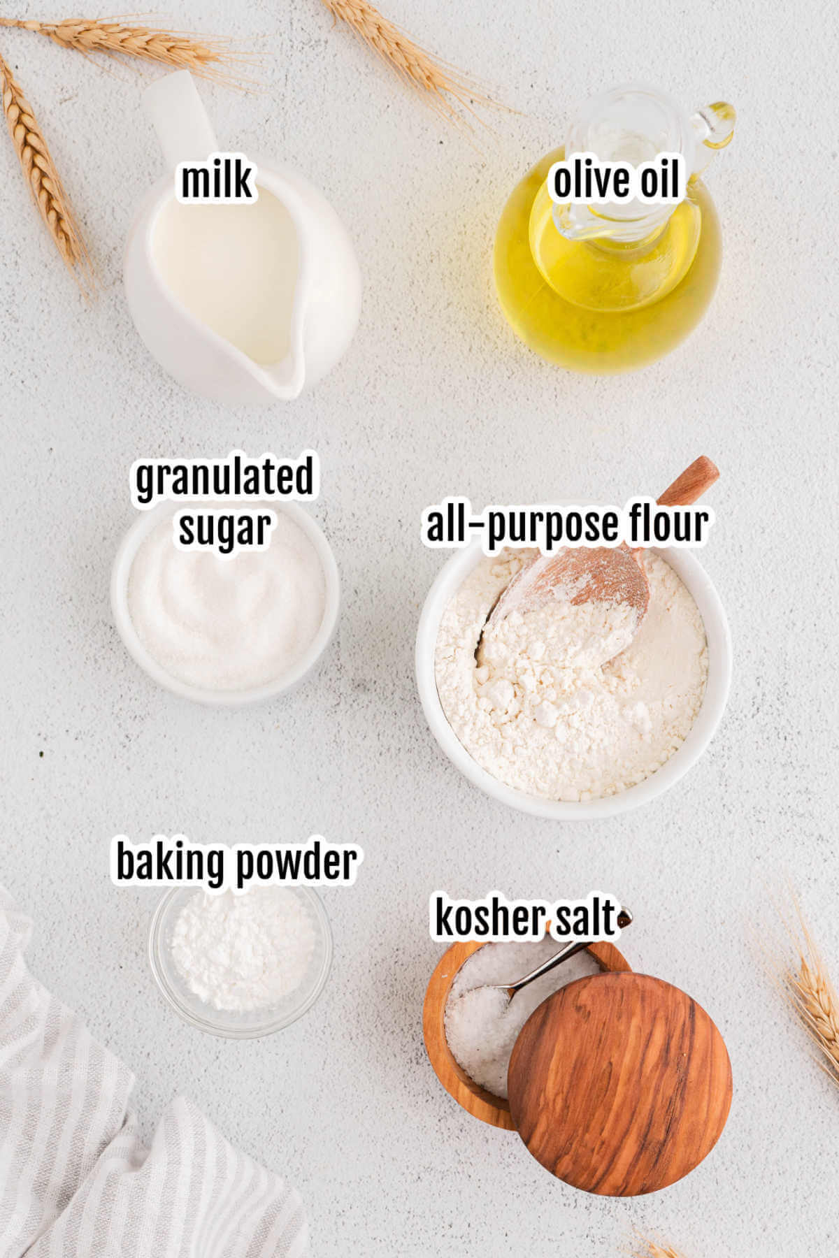 Image of the ingredients needed to make a no yeast bread loaf. 