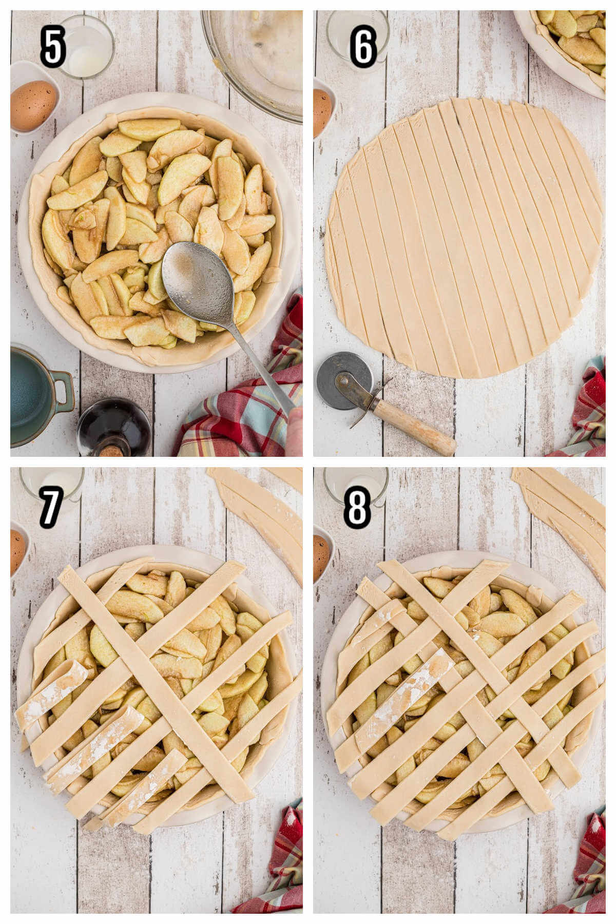 Second set of instructions for making a traditional pie with apples and cinnamon. 