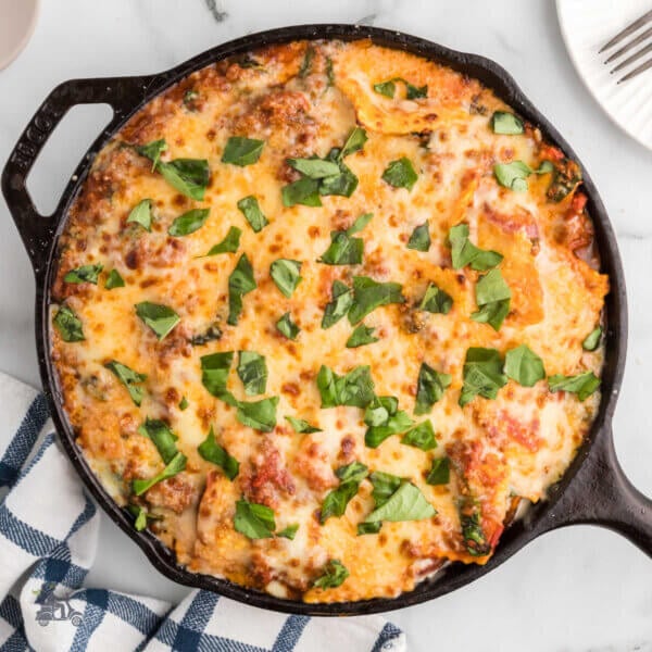 Cheesy and Beefy Baked Ravioli - A no fuss lasagna recipe