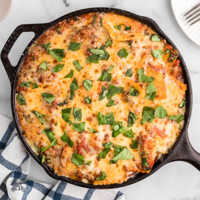 Cheesy and Beefy Baked Ravioli - A no fuss lasagna recipe