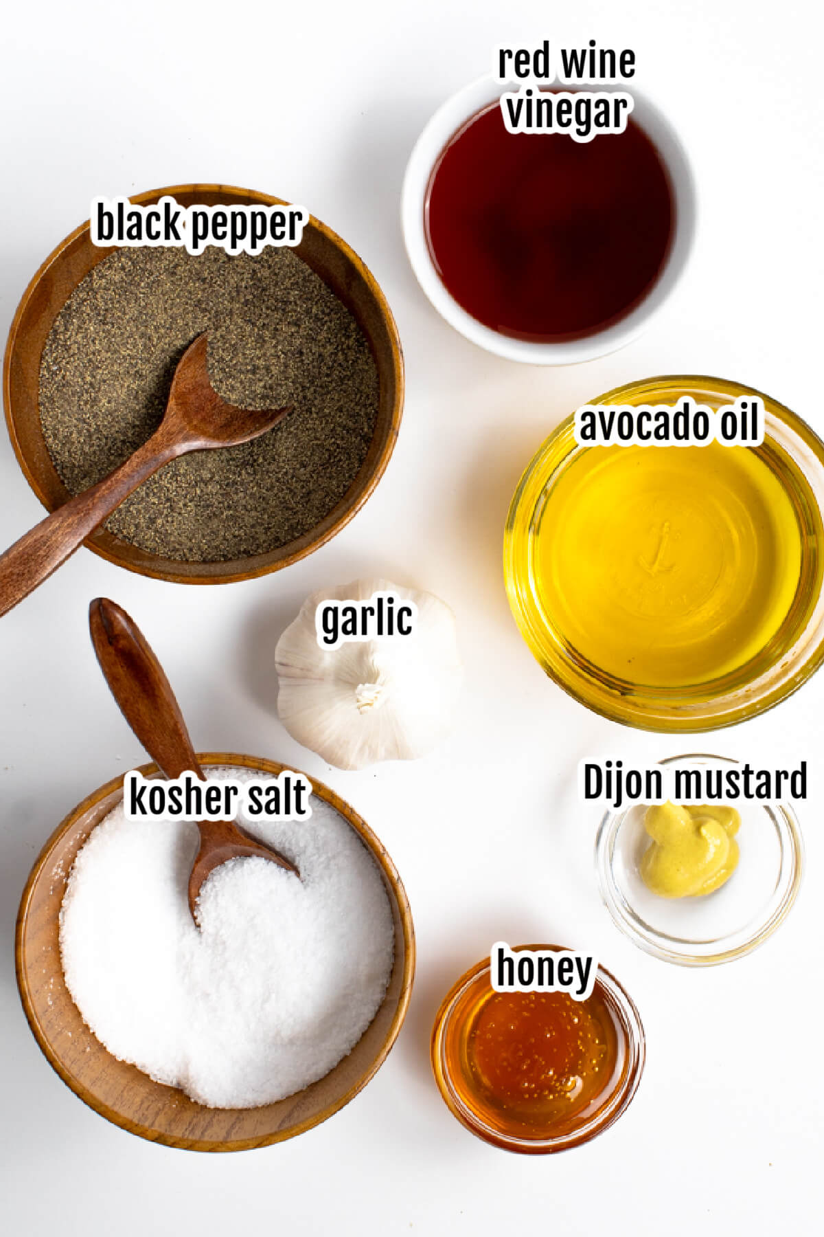 The ingredients for the honey mustard vinaigrette dressing that tops the fall salad. 