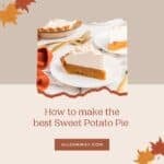 An image of the sweet potato pie recipe with a slice on a plate.
