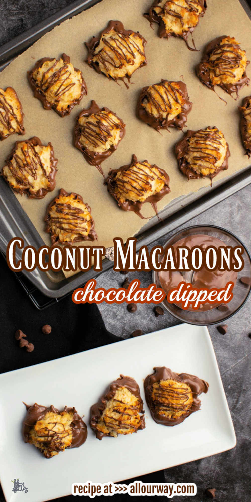 These Chocolate Dipped Coconut Macaroons are crispy on the outside and chewy in the center with just the right amount of sweetness. The coconut and chocolate flavors pair so well together making these an irresistible treat. This quick and easy recipe makes perfect little cookie mounds every time.