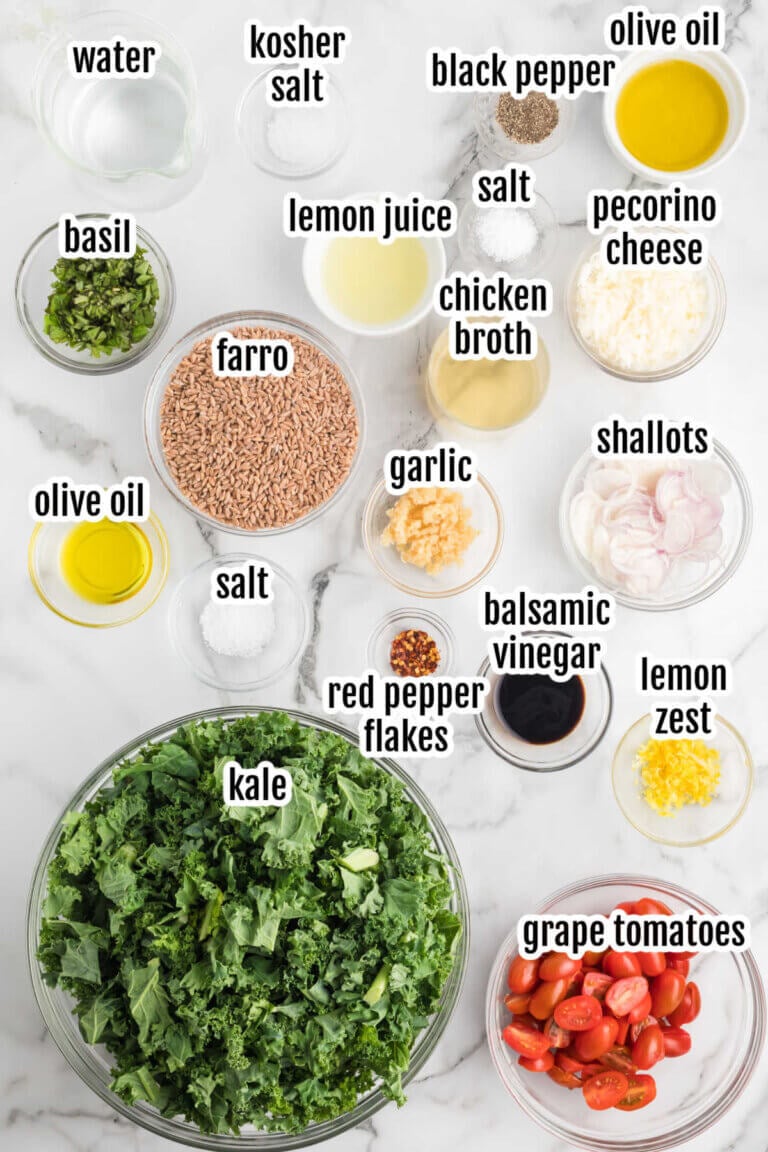 Warm Mediterranean Farro Salad With Kale and Lemon Vinaigrette