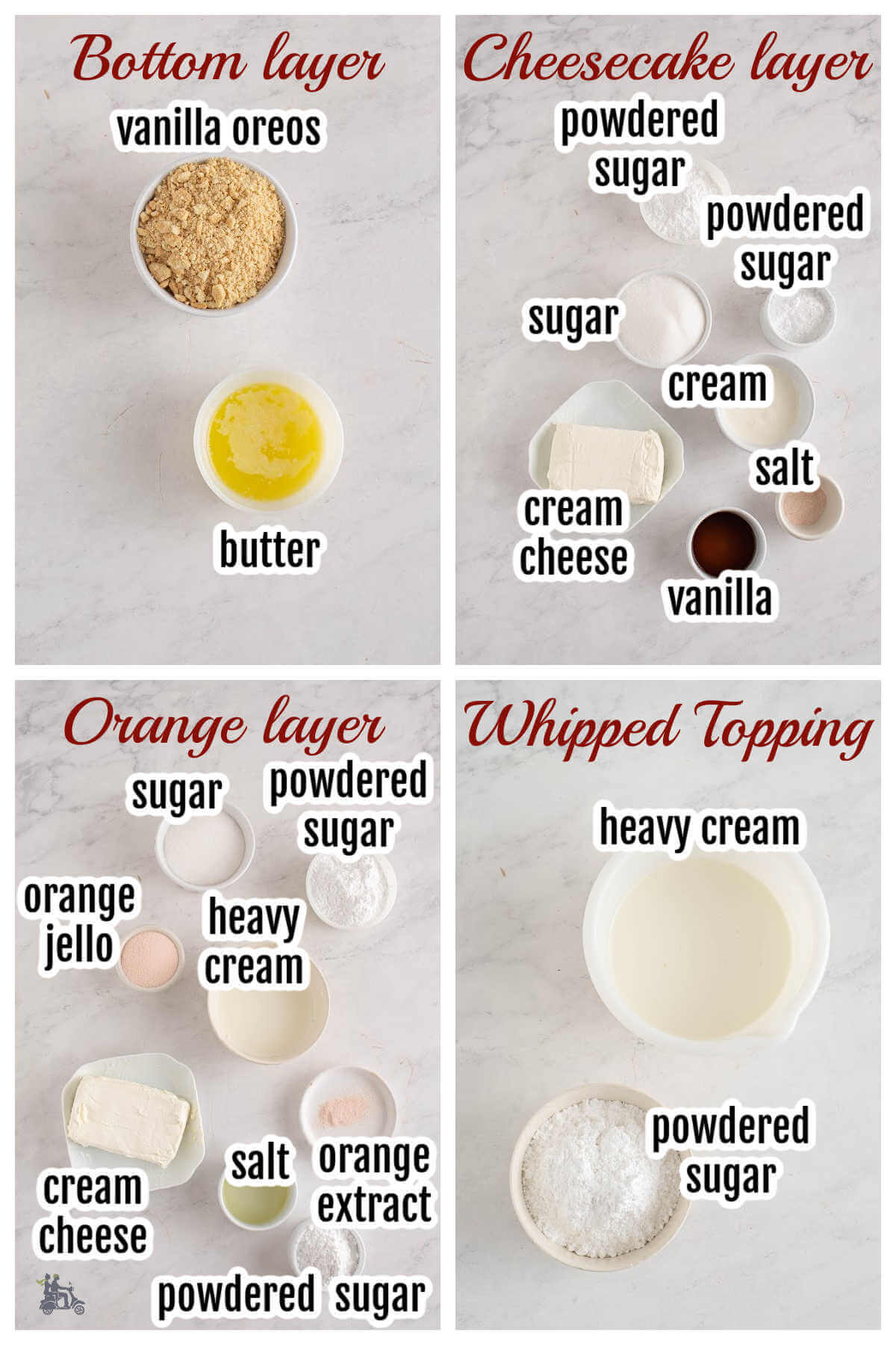 Image of the ingredients needed to make the Orange Creamsicle Bars.