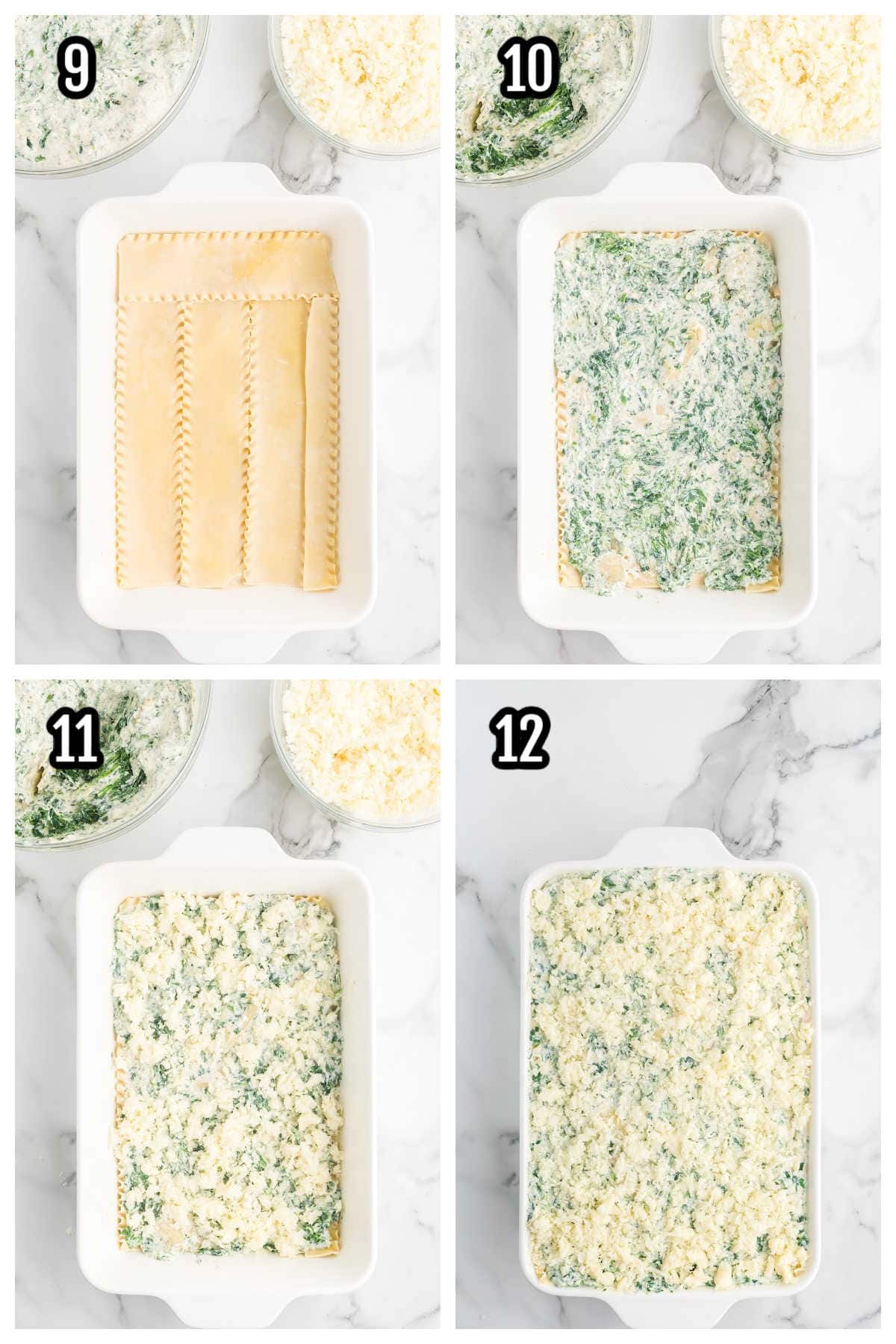 The third and final collage to cooking the white chicken lasagna. 