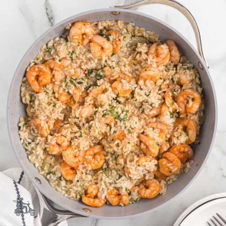 Easy Creamy Shrimp Risotto Recipe With Fresh Basil and Parsley