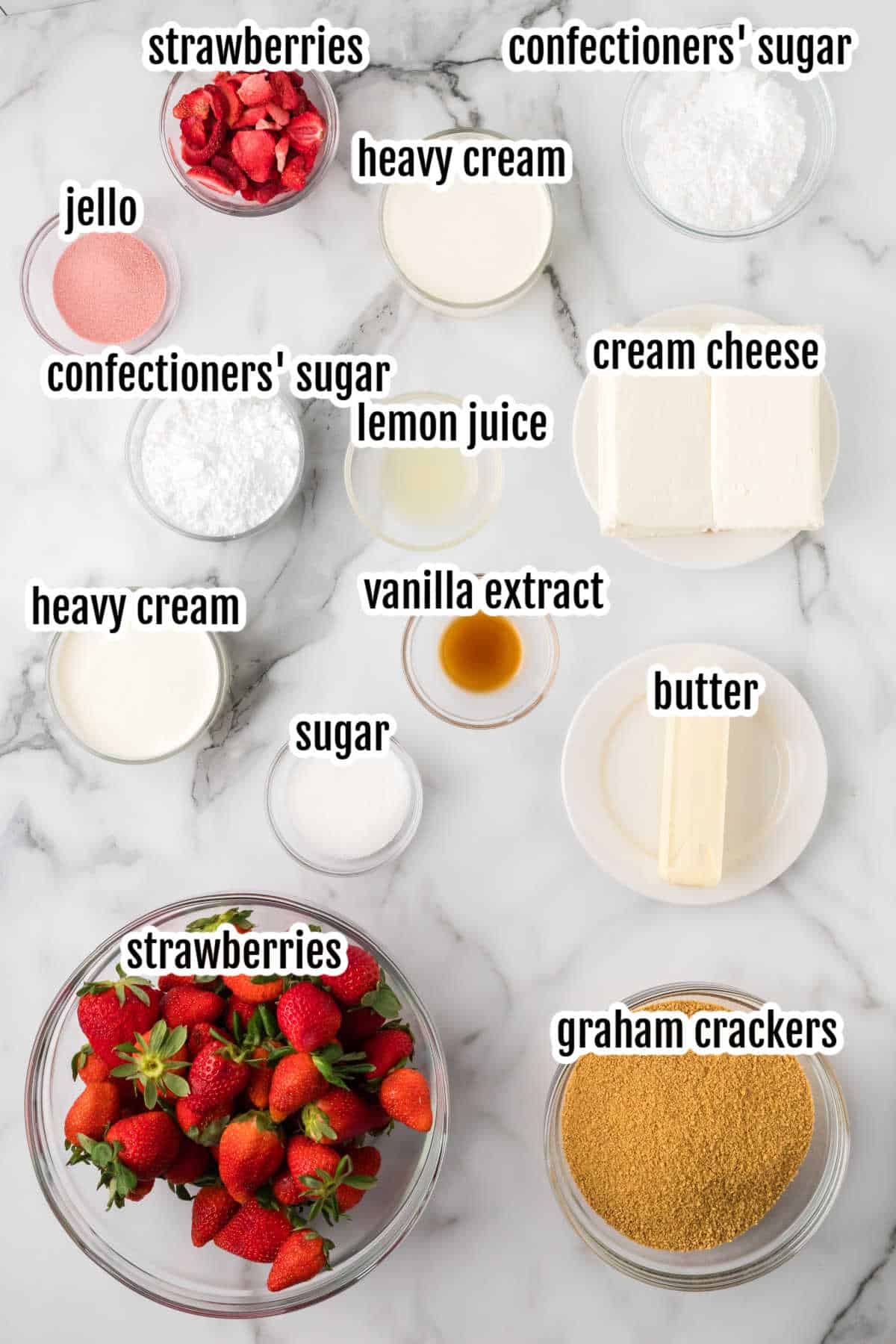 An image of the ingredients needed to make the Strawberry Delight recipe. 