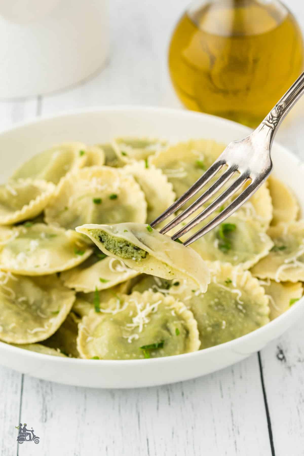 Homemade ravioli made with a spinach ricotta filling. 