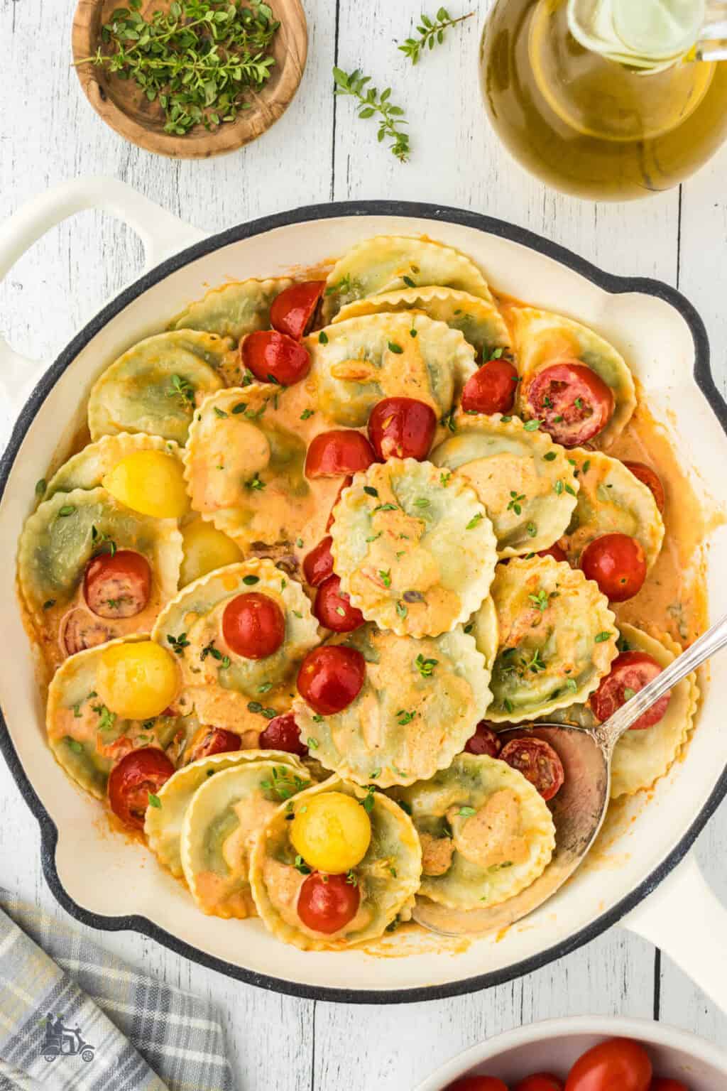 Homemade Spinach Ricotta Ravioli With Tomato Cream Sauce