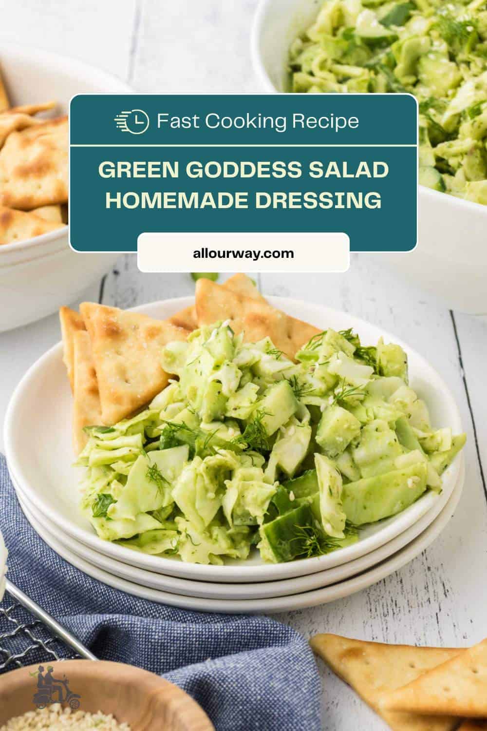 Prepare to be dazzled by the vibrant colors and explosive flavors in the Green Goddess Salad, made with a medley of crisp greens and an absolutely heavenly homemade buttery-tasting dressing that will make your heart skip a beat. This family-favorite salad and dressing will have everyone gobbling their veggies.