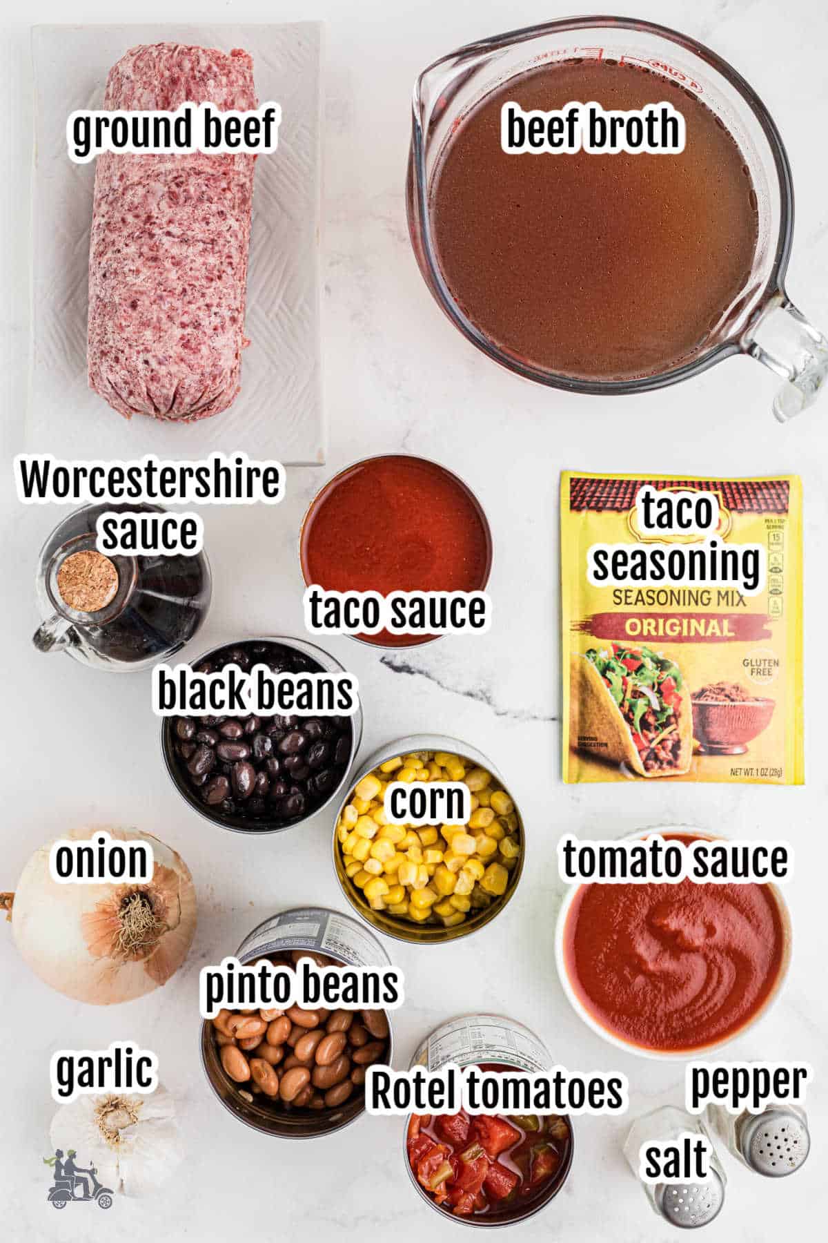 Image of the ingredients needed to make the Slow Cooker Taco Soup.