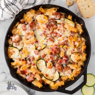 Rigatoni made into an Italian-American version of the Amatriciana Estiva dish.