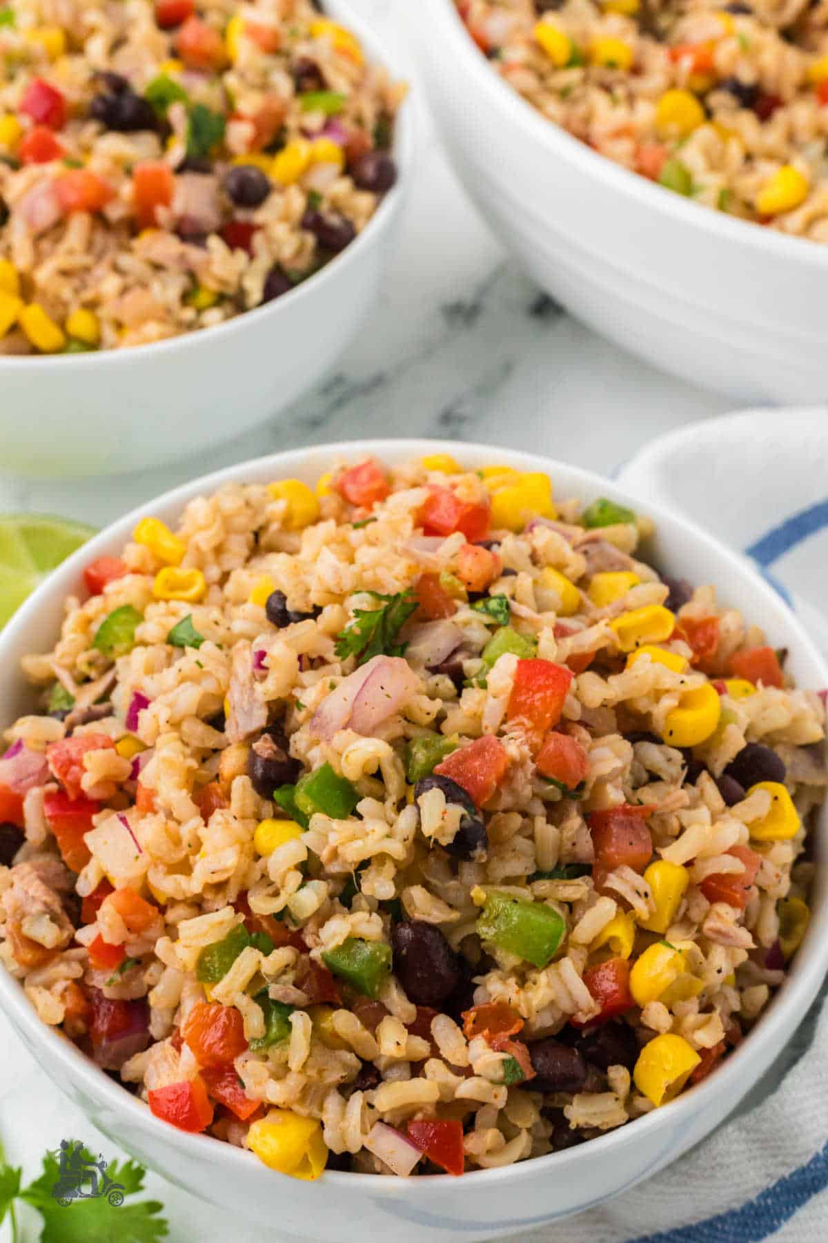 Tex-Mex flavors combine rice and tuna for either a main or side salad. 