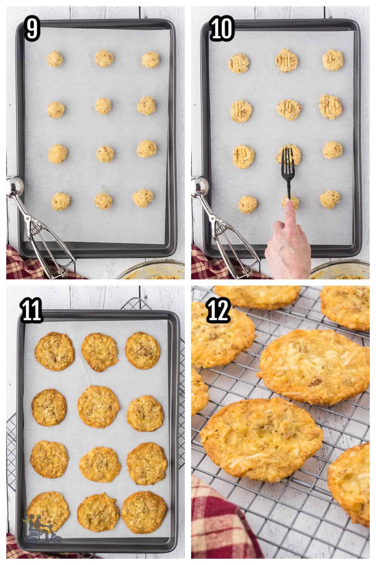 The third collage shows the baking steps for the Bran Coconut Cookie treat recipe. 