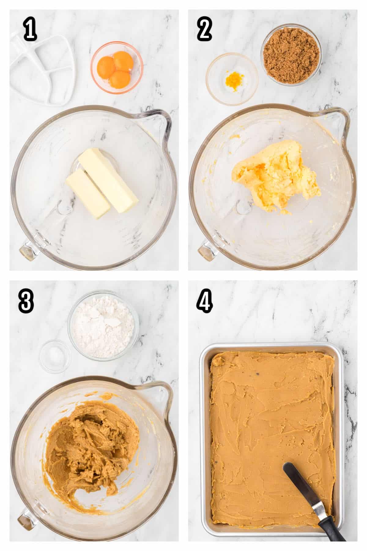 First four steps to making the Florentine Christmas cookies. 