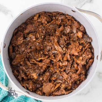 Rich and thick mushrooms are cooked in Italian sauce to serve over pasta, polenta, or rice.