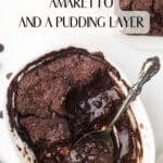 A Pinterest share pin with a title overlay for the easy dessert with chocolate, amaretto, and coffee.