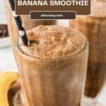 Breakfast energy banana smoothie made with coffee and almond butter.