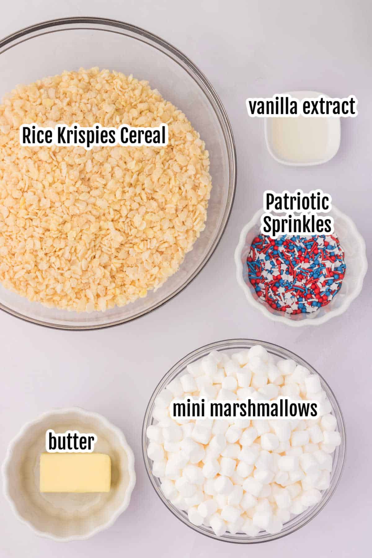 Image of the ingredients needed to make the Rice Krispie Bars.